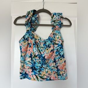 Abercrombie &‎ Fitch Floral Tank Top - Blue and Pink